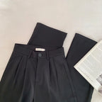 High Waist Women Suit Pants Fall Straight Office Ladies Trousers Casual Button Loose Female Pants New 2025
