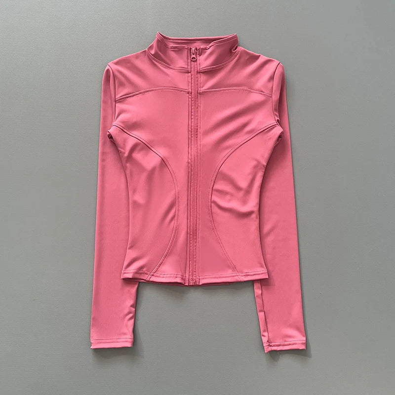 2024 New yoga coat short sports jacket women's fitness clothes slimming body sculpting zipper yoga jacket