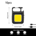 1/2PCS USB COB Keychain Work Light Flashlight Super Bright Emergency Light,Bottle Opener,With Magnetic Base For Outdoor Camping