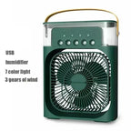 Cooling fan 3-in-1 portable desktop humidifier USB mini air conditioner night light mist suitable for home and office use