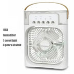 Cooling fan 3-in-1 portable desktop humidifier USB mini air conditioner night light mist suitable for home and office use