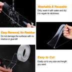 1pc Strong Double-sided Tape, Can Be Cleaned And Reused. Transparent Double-sided Tape Use for Kitchen, Bathroom, Office