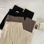 High Waist Women Suit Pants Fall Straight Office Ladies Trousers Casual Button Loose Female Pants New 2025