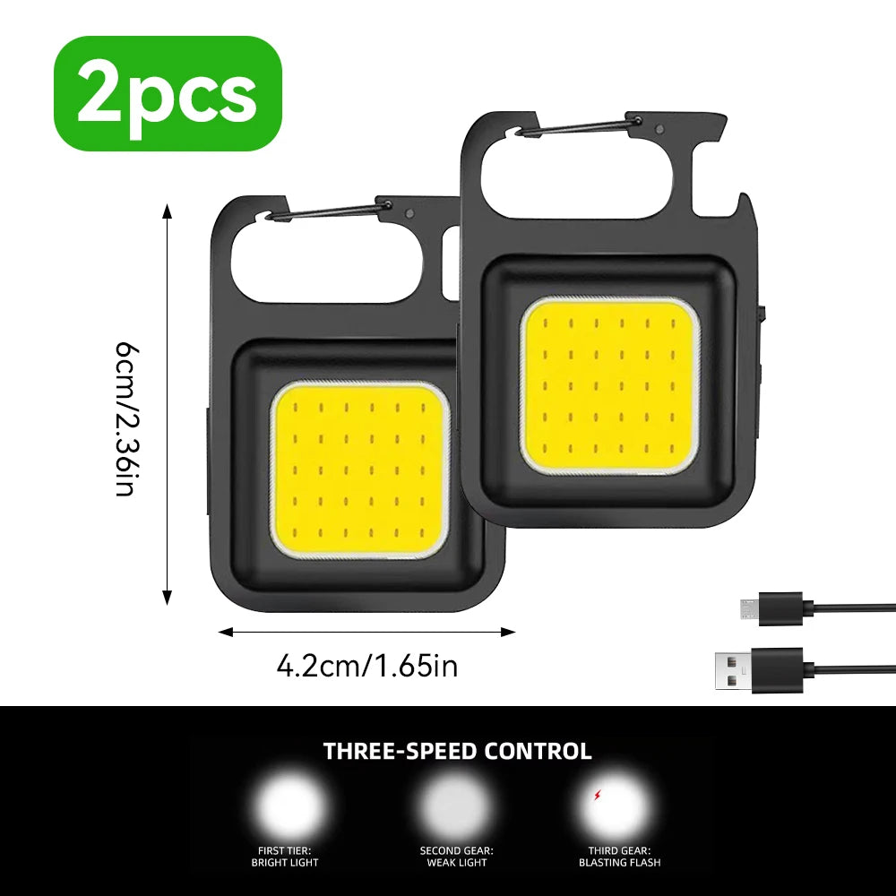 COB Keychain Work Light - 1/2Pcs Mini Emergency Flashlight with Keychain Design