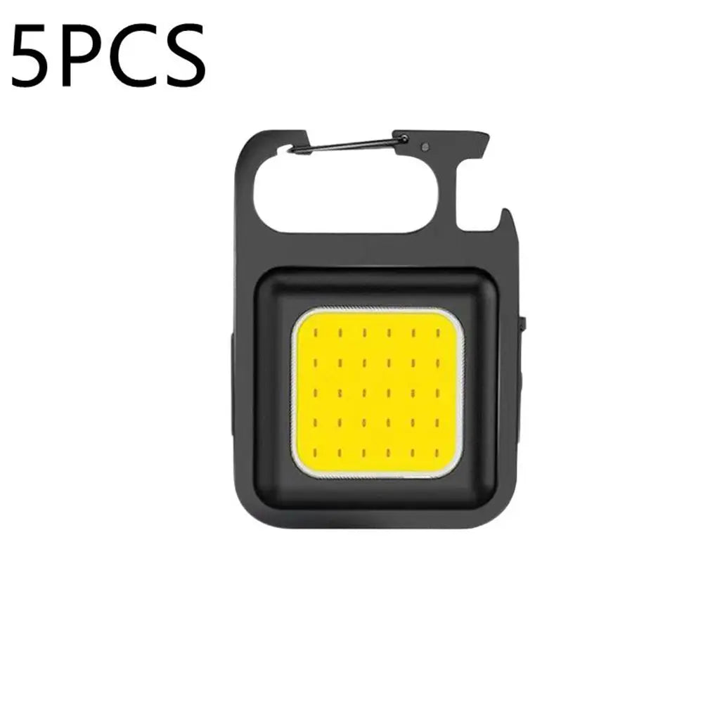 1/2PCS USB COB Keychain Work Light Flashlight Super Bright Emergency Light,Bottle Opener,With Magnetic Base For Outdoor Camping