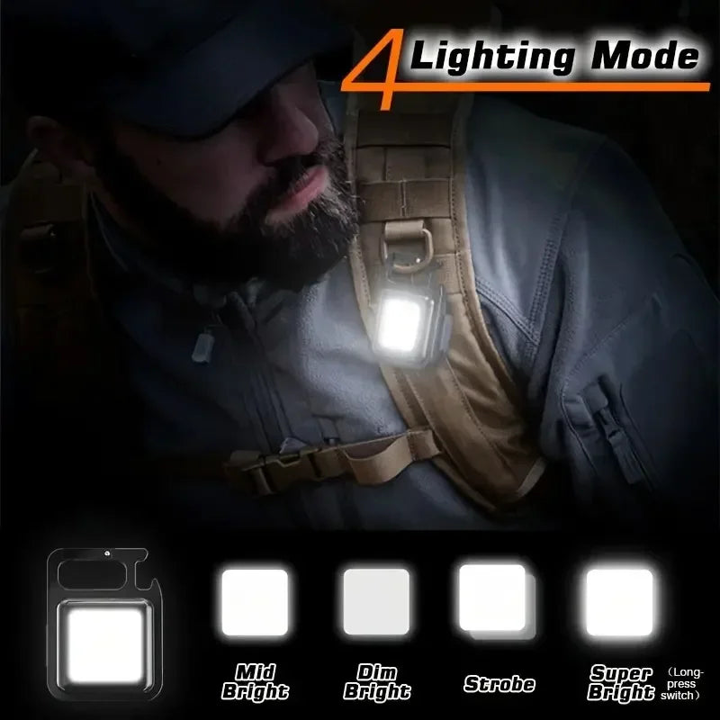 1/2PCS USB COB Keychain Work Light Flashlight Super Bright Emergency Light,Bottle Opener,With Magnetic Base For Outdoor Camping