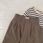 High Waist Women Suit Pants Fall Straight Office Ladies Trousers Casual Button Loose Female Pants New 2025